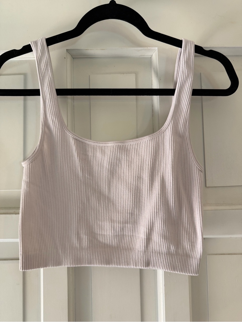 Zara Ribbed Square-Neck Tank Top — Pale Pink